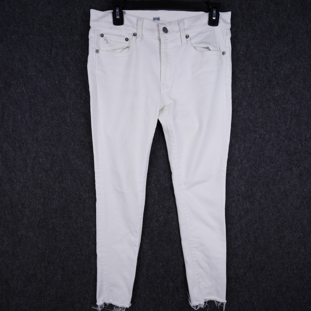 Polo Ralph Lauren Tompkins Skinny Jeans Women 27 White Excellent Frayed Hem